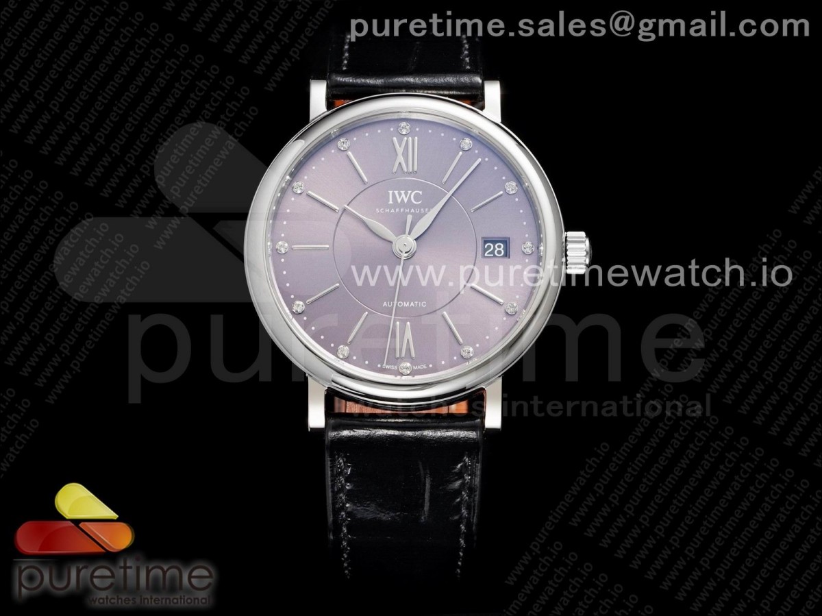 V7F IWC 포르토피노 37미리 그레이다이얼 블랙가죽스트랩 Portofino 37mm SS V7F 1:1 Best Edition Gray Dial on Black Leather Strap A2892