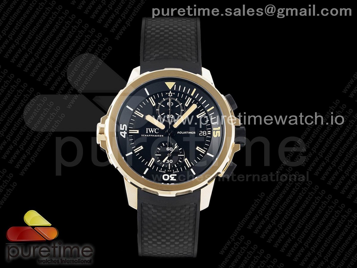 V6F V2 IWC 아쿠아타이머 크로노 브론조 블랙다이얼 블랙러버스트랩 Aquatimer Chrono Bronze IW379503 V6F 1:1 Best Edition Black Dial on Black Rubber Strap A7750 V2