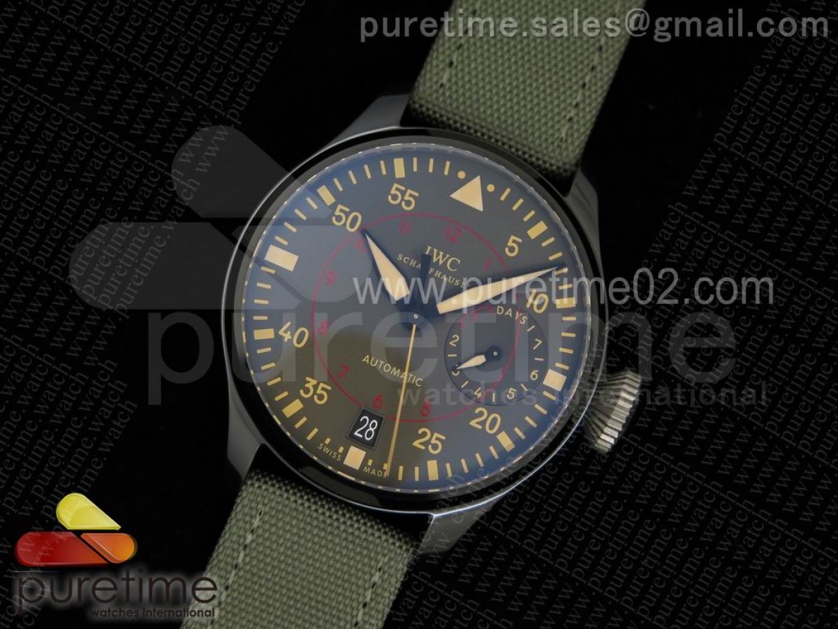 ZF IWC 빅파일럿 탑건 세라믹케이스 그린나일론스트랩 Big Pilot Real PR 46mm IW501902 Real Ceramic ZF Best Edition on Green Nylon Strap A51111