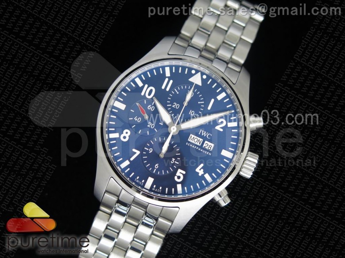 ZF IWC 파일럿 크로노 어린왕자에디션 블루다이얼 스틸브레이슬릿 Pilot Chrono IW377717 "Le Petit Prince" 2016 ZF 1:1 Best Edition on New SS Bracelet A7750