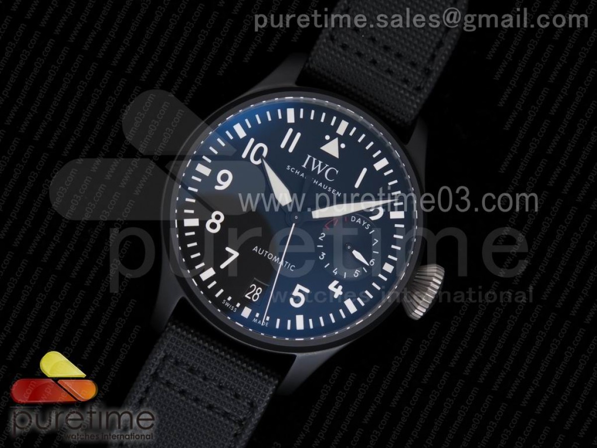 ZF IWC 빅파일럿 리얼세라믹 블랙다이얼 블랙카프스킨스트랩 Big Pilot Real PR IW502001 Real Ceramic ZF 1:1 Best Edition on Black Calfskin Strap A51111