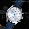 ZF IWC 파일럿 크로노 실버다이얼 블루가죽스트랩 Pilot Chrono SS IW387812 ZF 1:1 Best Edition Silver Dial on Blue Leather Strap A7750