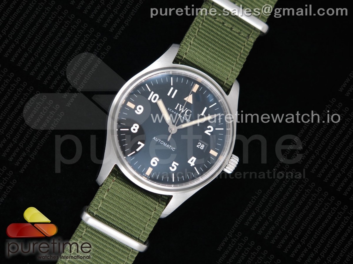 M+F IWC 마크18 TRIBUTE TO MARK XI 블랙다이얼 그린나일론스트랩 Mark XVIII “TRIBUTE TO MARK XI” IW327007 M+F 1:1 Best Edition Black Dial on Green Nylon Strap A35111