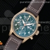 ZF IWC 파일럿 크로노 스핏파이어 브론조 그린다이얼 브라운가죽스트랩 Pilot Chrono Spitfire IW387902 Bronze ZF 1:1 Best Edition Green Dial on Brown Leather Strap A7750