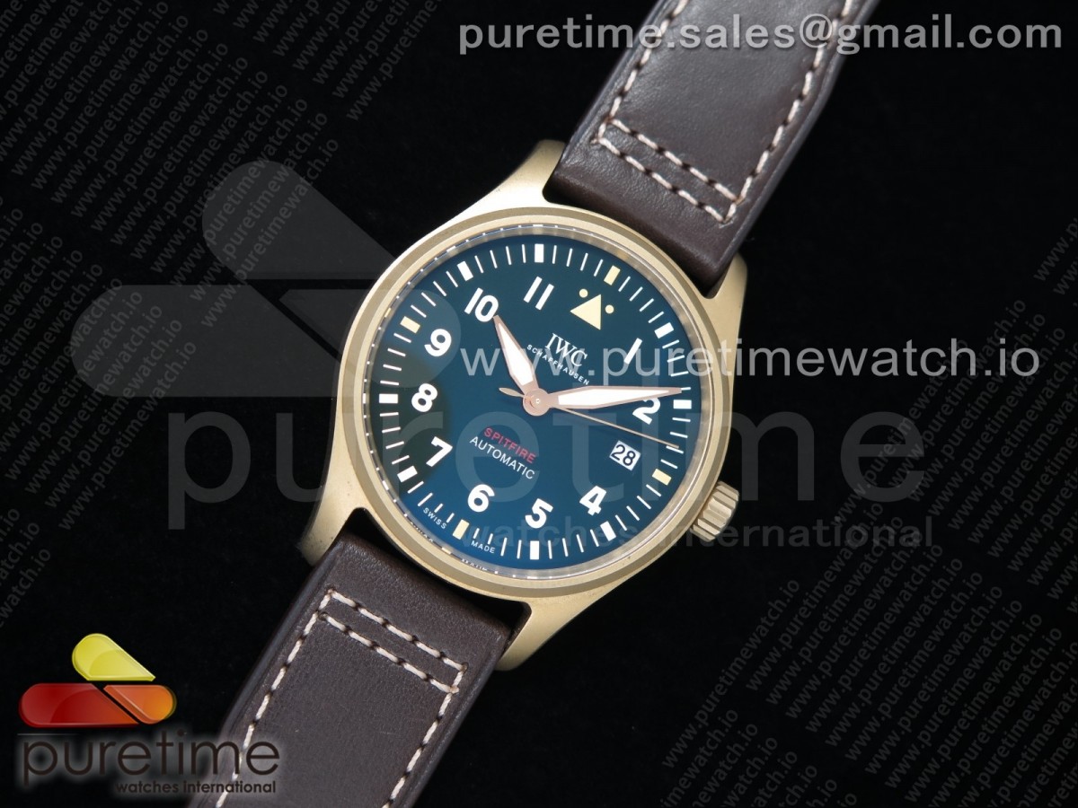 MKF IWC 마크18 스핏파이어 브론조 그린다이얼 브라운가죽스트랩 Spitfire Automatic Bronze IW326802 MKF 1:1 Best Edition Green Dial on Brown Leather Strap MIYOTA 9015