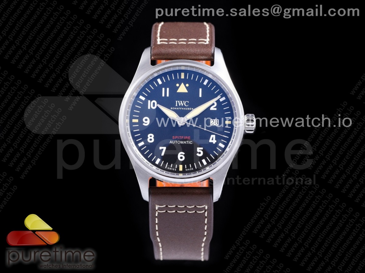 MKF IWC 스핏파이어 블랙다이얼 브라운가죽스트랩 Spitfire SS IW326803 MKF 1:1 Best Edition Black Dial on Brown Leather Strap MIYOTA 9015