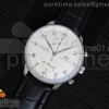 ZF IWC 포르투기저 크로노그래프 화이트다이얼 실버핸즈 블랙가죽스트랩 Portuguese Chrono IW3714 ZF 1:1 Best Edition White Dial SS Markers on Black Leather Strap A7750