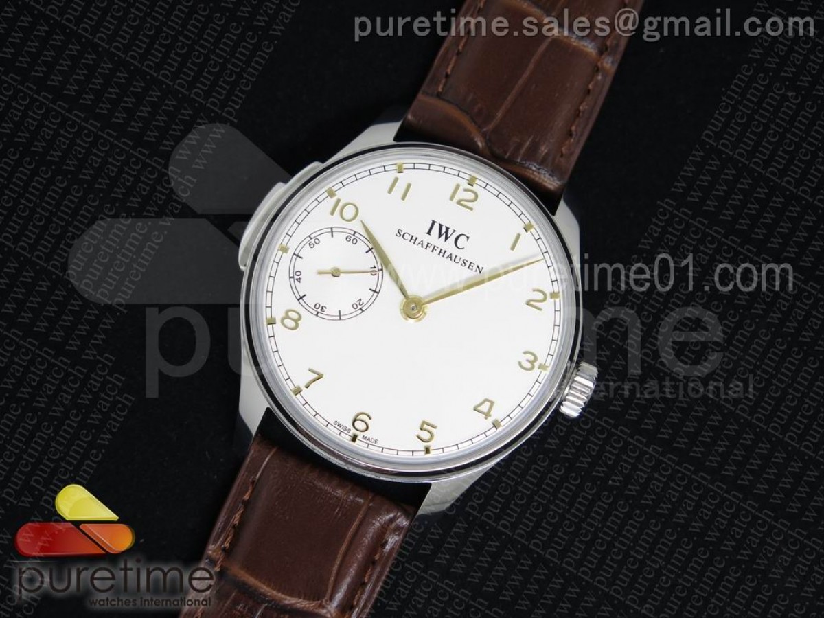 YLF IWC 포르투기저 화이트다이얼 골드핸즈 브라운가죽스트랩 Portuguese SS IW5242 YLF White Dial RG Markers on Brown Leather Strap A95290