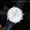 YLF IWC 포르투기저 크로노그래프 화이트다이얼 골드핸즈 블랙가죽스트랩 Portuguese Chrono IW371445 YLF 1:1 Best Edition on Black Leather Strap A7750 (Same Thickness as Genuine)