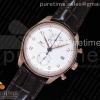 YLF IWC 포르투기저 크로노 클래식42 로즈골드 화이트 다이얼 브라운가죽스트랩 Portugieser Chrono Classic 42 RG IW3903 YLF Best Edition White Dial on Brown Leather Strap A7750