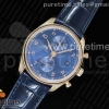 YLF IWC 포르투기저 크로노 클래식42 로즈골드 블루다이얼 블랙가죽스트랩 Portugieser Chrono Classic 42 RG IW3903 YLF Best Edition Blue Dial on Blue Leather Strap A7750