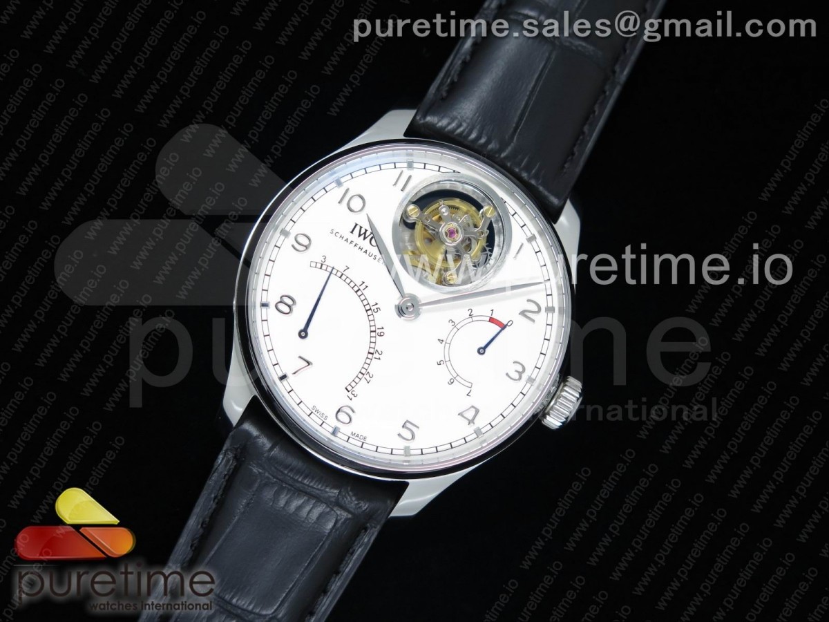 ZF IWC 포르투기저 투어빌론 화이트다이얼 블랙가죽스트랩 Portuguese Tourbillon IW504602 SS ZF Best Edition White Dial on Black Leather Strap