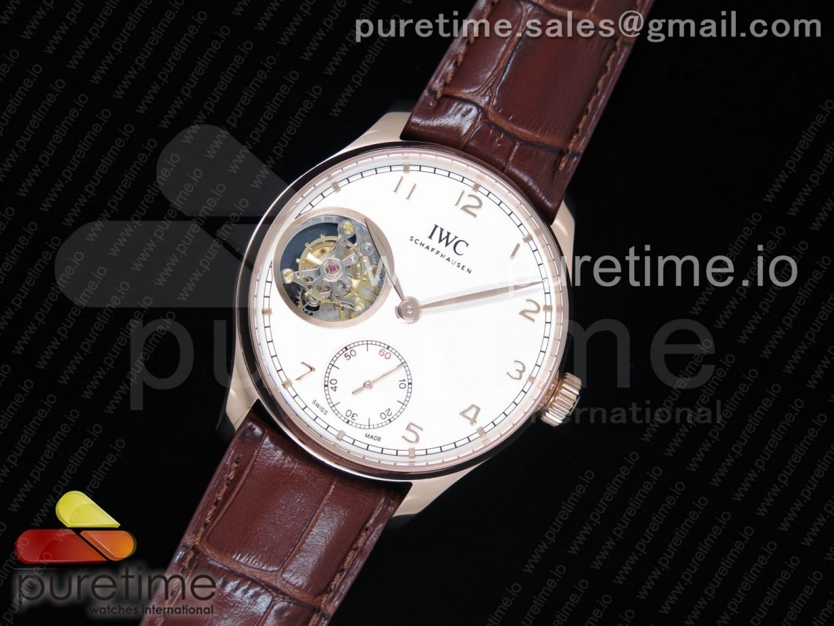 ZF IWC 포르투기저 투어빌론 로즈골드 화이트다이얼 브라운가죽스트랩 Portuguese Tourbillon IW5463 RG ZF Best Edition White Dial on Brown Leather Strap