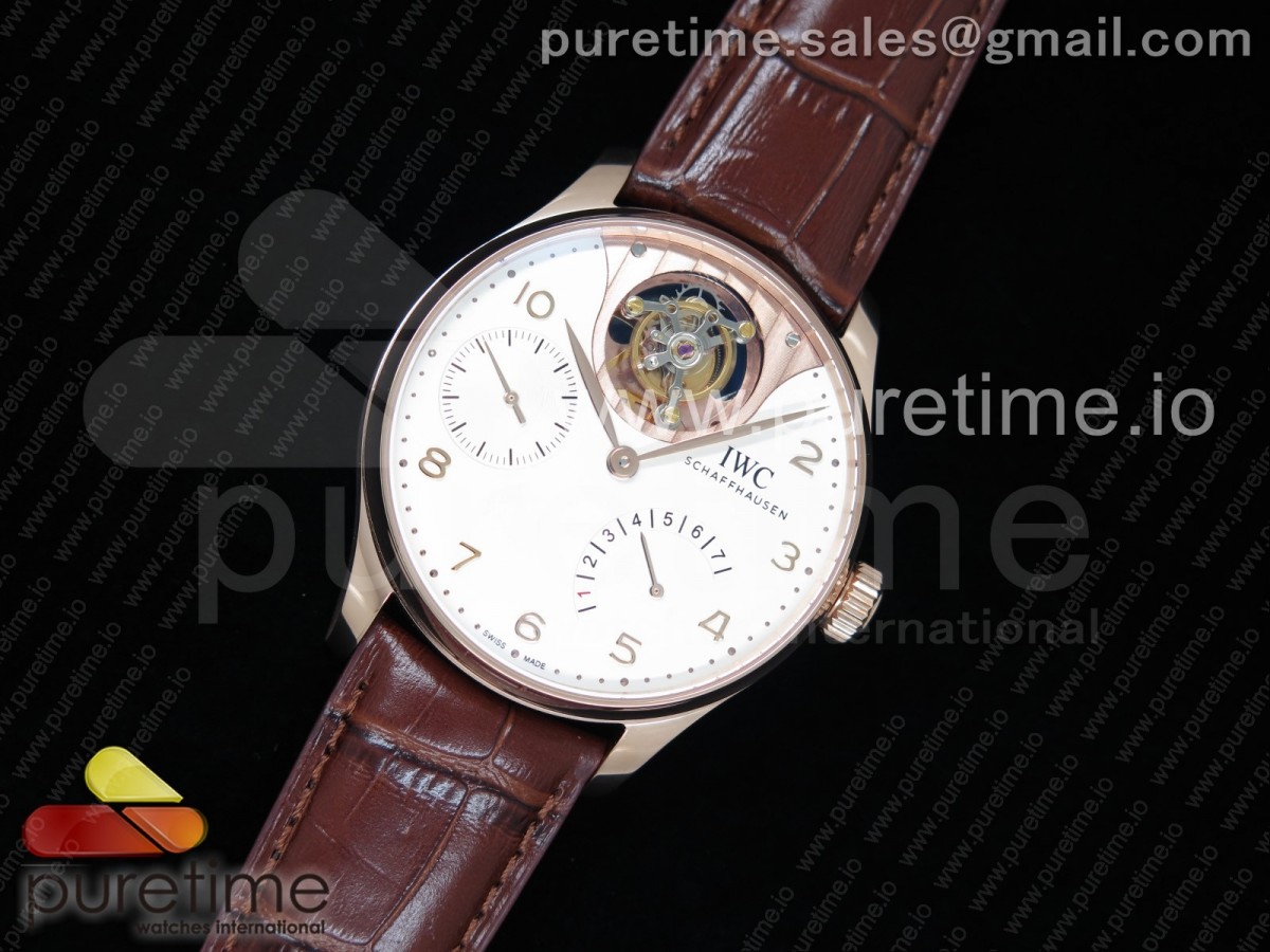 ZF IWC 포르투기저 투어빌론 로즈골드 화이트다이얼 브라운가죽스트랩 Portuguese Tourbillon IW5046 RG ZF Best Edition White Dial on Brown Leather Strap