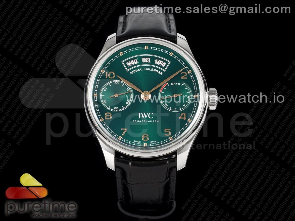 ZF IWC 포르투기저 애뉴얼 캘린더 그린다이얼 골드핸즈 블랙가죽스트랩 Portuguese Real PR Real Annual Calendar IW503510 ZF 1:1 Best Edition Green Dial on Black Leather Strap A52850