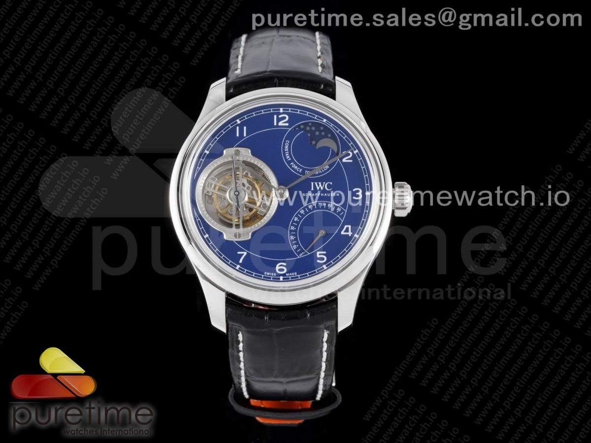 BBRF IWC 포르투기저 콘스탄트포스 투르비옹 블루다이얼 블랙가죽스트랩 Portugieser Constant-Force Tourbillon Edition “150 Years” SS BBR Best Edition Blue Dial