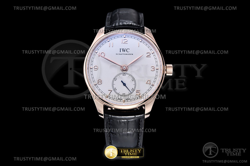 YLF IWC 포르투기저 40 로즈골드 화이트다이얼 블랙가죽스트랩 Portugieser RG/LE White/RG Num YLF A82200