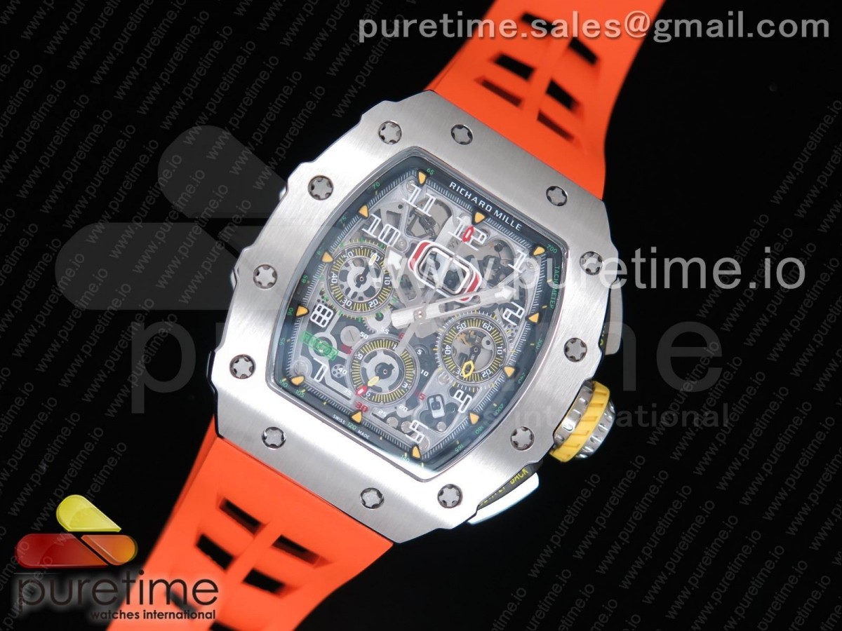 KVF 리차드밀 RM11-03 크리스탈스켈레톤다이얼 (+6컬러)레이싱 스트랩 RM11-03 SS KVF 1:1 Best Edition Crystal Skeleton Dial on Racing Rubber Strap