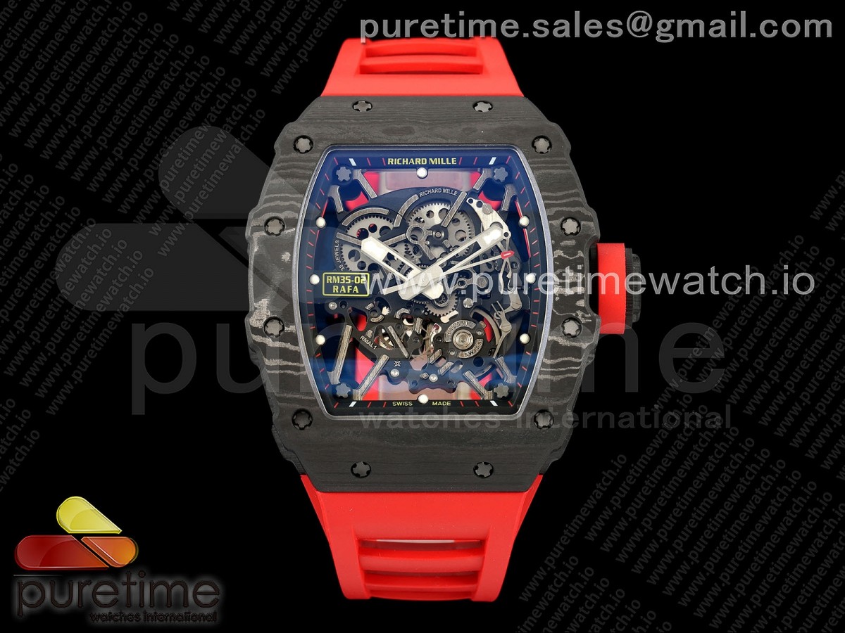 ZF V6 리차드밀 RM035-02 리얼 NTPT 스켈레톤다이얼 레드러버스트랩 RM035-02 NTPT ZF 1:1 Best Edition Skeleton Dial on Red Rubber Strap RMAL1 Super Clone V6