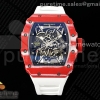 ZF V3+ 리차드밀 RM035-02 레드카본 스켈레톤다이얼 화이트러버스트랩 RM035-02 Red Carbon ZF 1:1 Best Edition Skeleton Dial on White Rubber Strap NH05A V3+