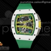ZF 리차드밀 RM61 화이트세라믹 스켈레톤다이얼 그린러버스트랩  RM061 White Ceramic ZF 1:1 Best Edition on Green Rubber Strap RMUL2 Super Clone