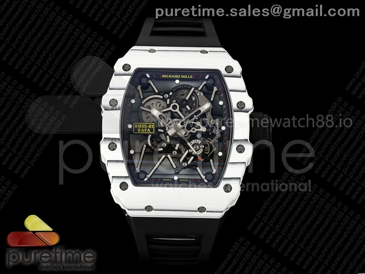 ZF 리차드밀 RM35-01 화이트 NTPT 스켈레톤다이얼 블랙러버스트랩 RM35-01 White NTPT ZF 1:1 Best Edition Skeleton Dial on Black Rubber Strap RMUL3 Super Clone