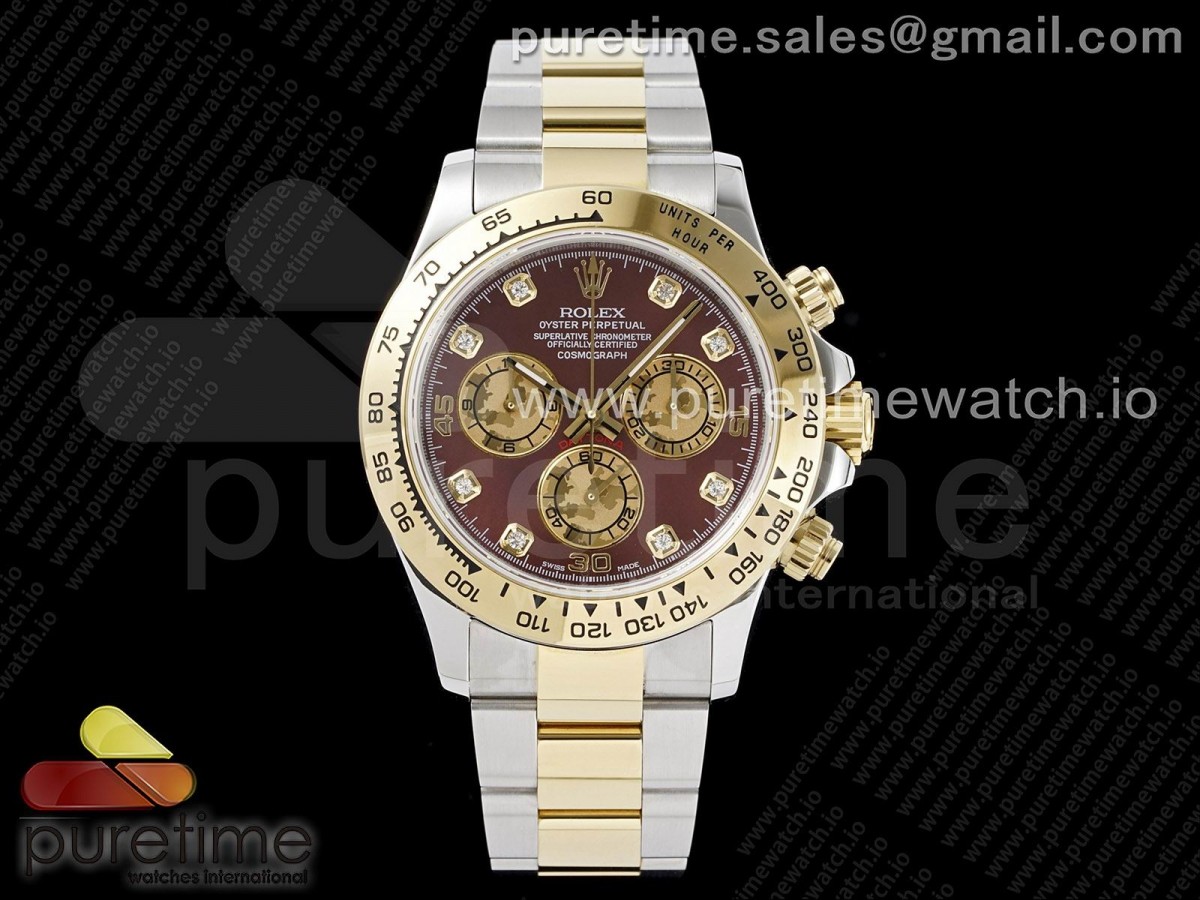 JHF 롤렉스 데이토나 콤비 브라운8P다이얼 스틸 브레이슬릿 Daytona SS/YG JHF Best Edition Brown Diamonds Dial on SS/YG Bracelet A4130