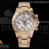 NOOBF V4 롤렉스 데이토나 로즈골드 화이트다이얼 스틸브레이슬릿 Daytona 116505 RG Noob 1:1 Best Edition 904L SS Case and Bracelet White Dial SA4130 V4