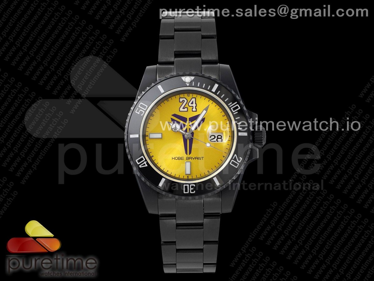 OXF 롤렉스 서브마리너 코베 PVD블랙 옐로우다이얼 스틸브레이슬릿 Submariner KOBE Watch PVD OXF Best Edition Yellow Dial on PVD Bracelet A2824