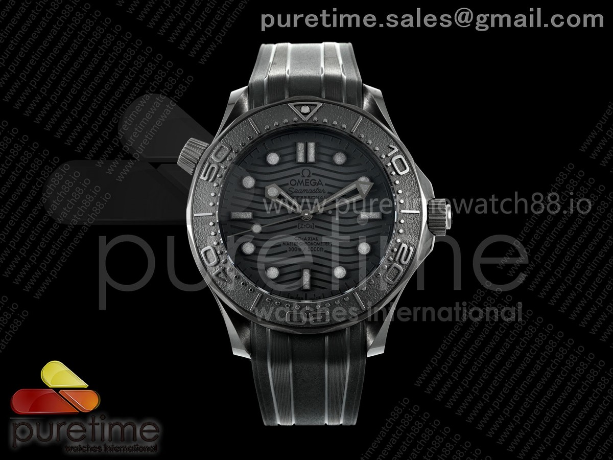 (NEW) VSF 오메가 씨마스터 300M 43.5미리 블랙세라믹 블랙다이얼 블랙러버스트랩 Seamaster 300m 43.5mm Black Ceramic VSF 1:1 Best Edition Black Dial on Black Rubber Strap VS8806