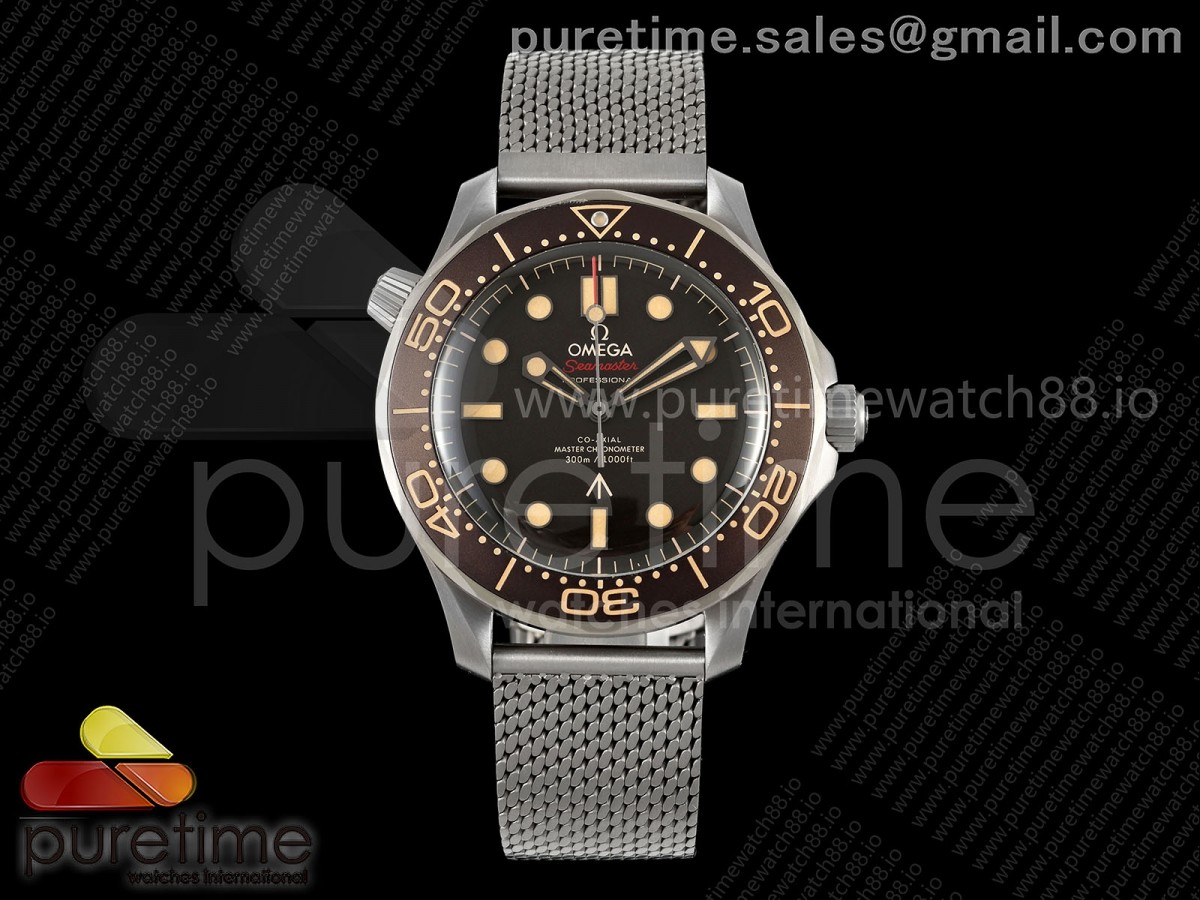 (NEW) VSF V6 오메가 씨마스터300 노타임투다이 NTTD 블랙다이얼 타타늄매쉬브레이슬릿 Seamaster 300 "No Time to Die" Limited Edition VSF 1:1 Best Edition on Titanium Mesh Bracelet SA8806 Super Clone V6