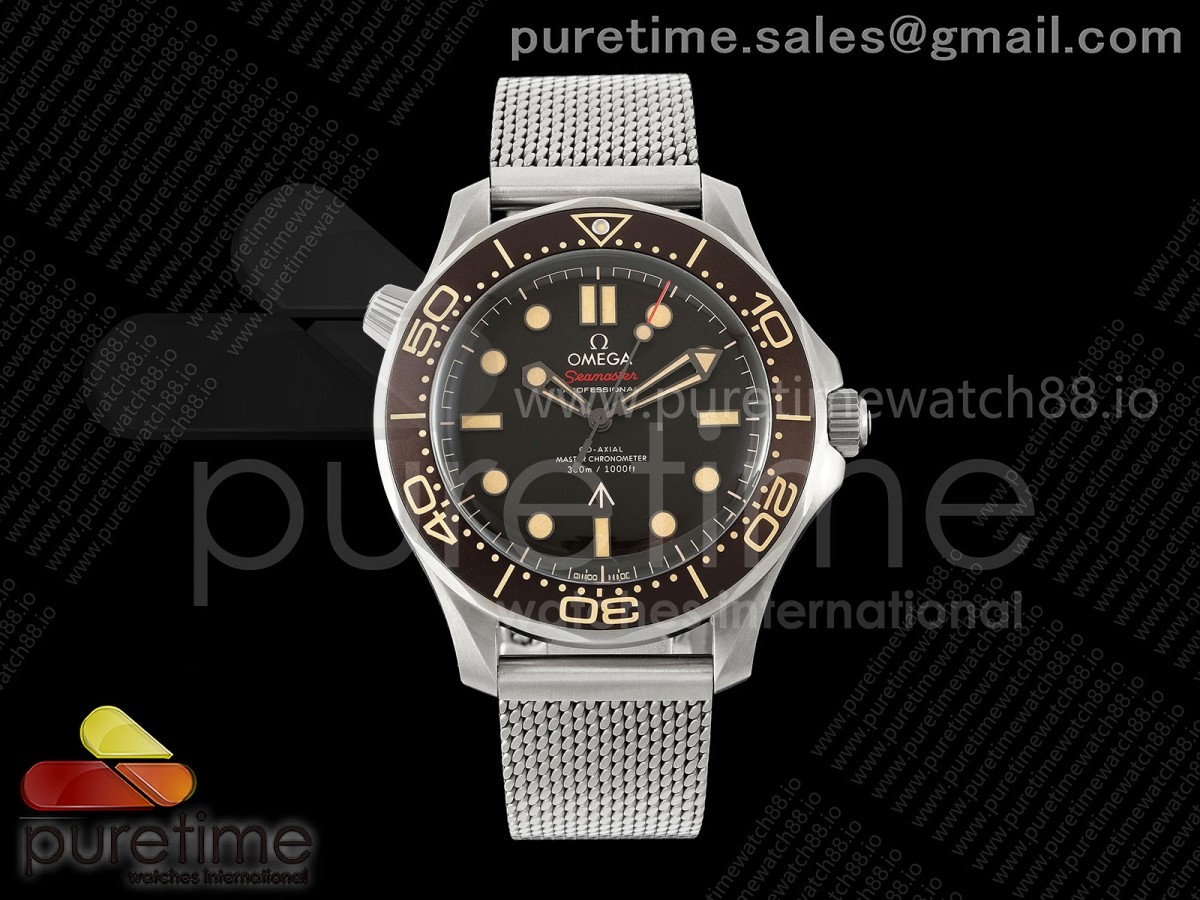 (NEW) VSF V7 오메가 씨마스터300 노타임투다이 NTTD 블랙다이얼 타타늄메쉬브레이슬릿 Seamaster 300 "No Time to Die" Limited Edition VSF 1:1 Best Edition on Titanium Mesh Bracelet SA8806 Super Clone V7