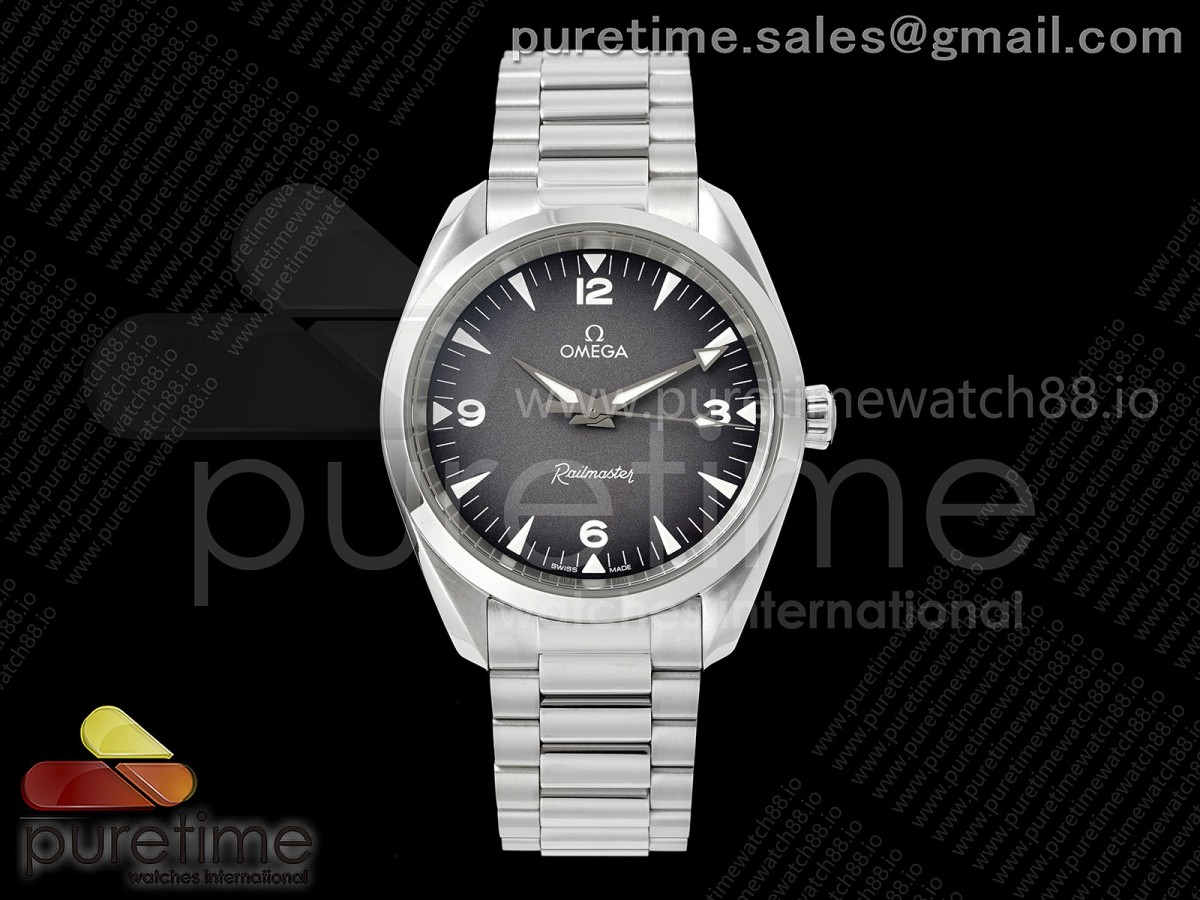 (NEW) VSF 오메가 씨마스터 헤리티지 레일마스터 38미리 그레이다이얼 스틸브레이슬릿  Heritage Railmaster VSF 1:1 Best Edition Gray Dial on SS Bracelet VS8806 Super Clone