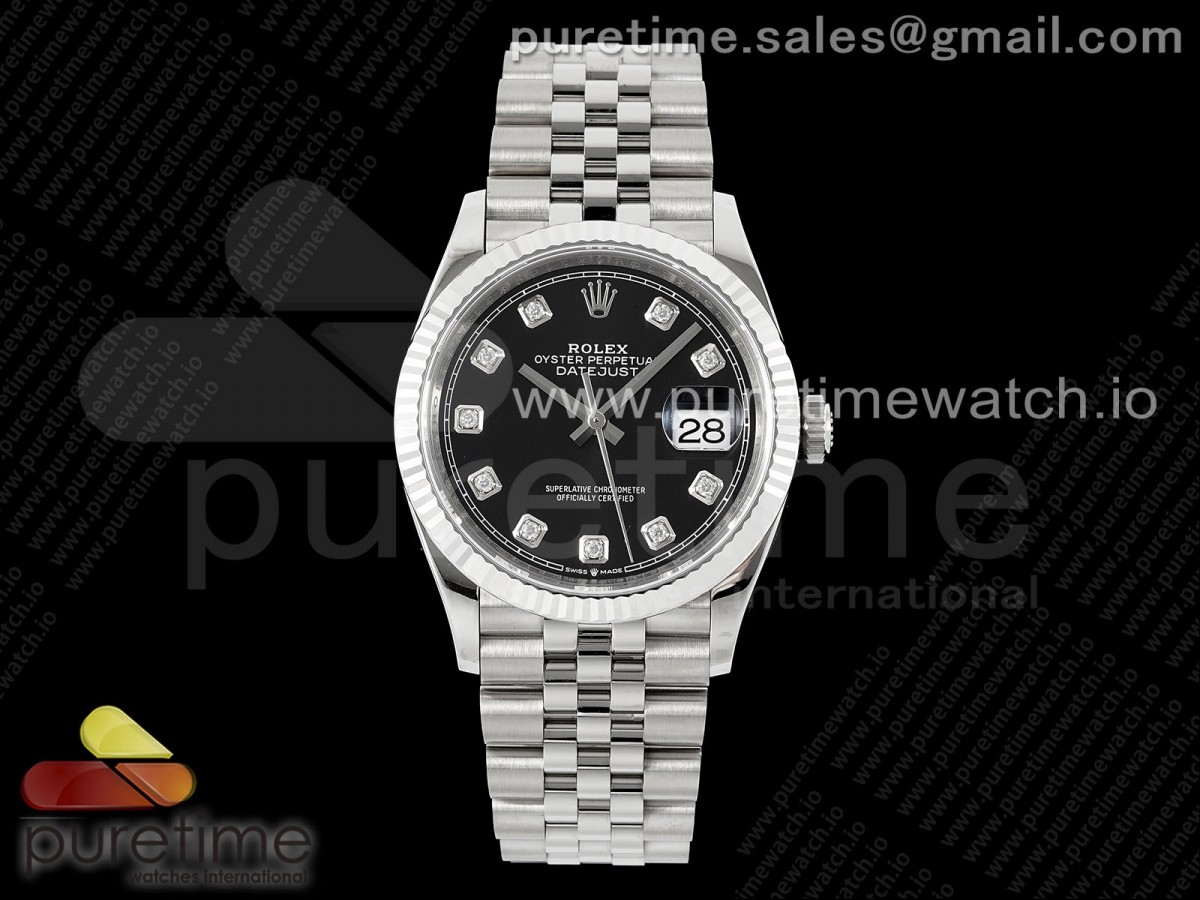 (NEW) VSF 롤렉스 데이저스트36 블랙텐포인트다이얼 쥬빌레브레이슬릿 데젓36 DateJust 36 SS 116234 VSF 1:1 Best Edition 904L Steel Black Diamonds Dial on Jubilee Bracelet VS3235