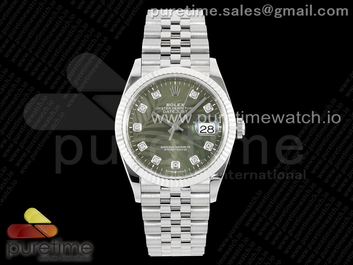 (NEW) VSF 롤렉스 데이저스트36 그린러프다이얼 쥬빌레브레이슬릿 데젓36 DateJust 36 SS 126234 VSF 1:1 Best Edition 904L Steel Green Leaf Diamonds Dial on Jubilee Bracelet VS3235