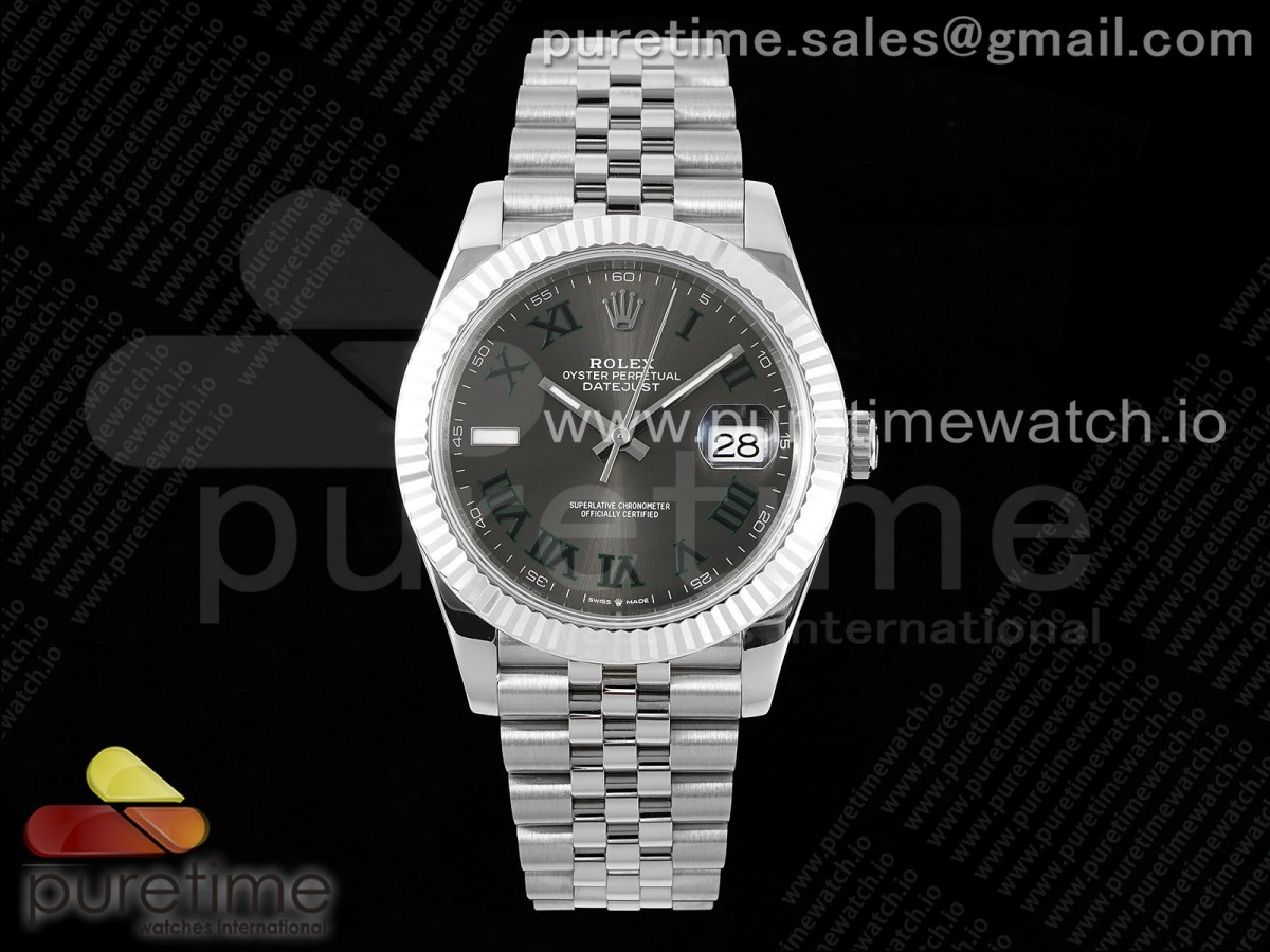 (NEW) VSF 롤렉스 데이저스트41 그린로만다이얼 쥬빌레브레이슬릿 윔블던 데젓41  DateJust 41 126330 904L SS VSF 1:1 Best Edition Gray Dial Green Roman on Jubilee Bracelet VS3235