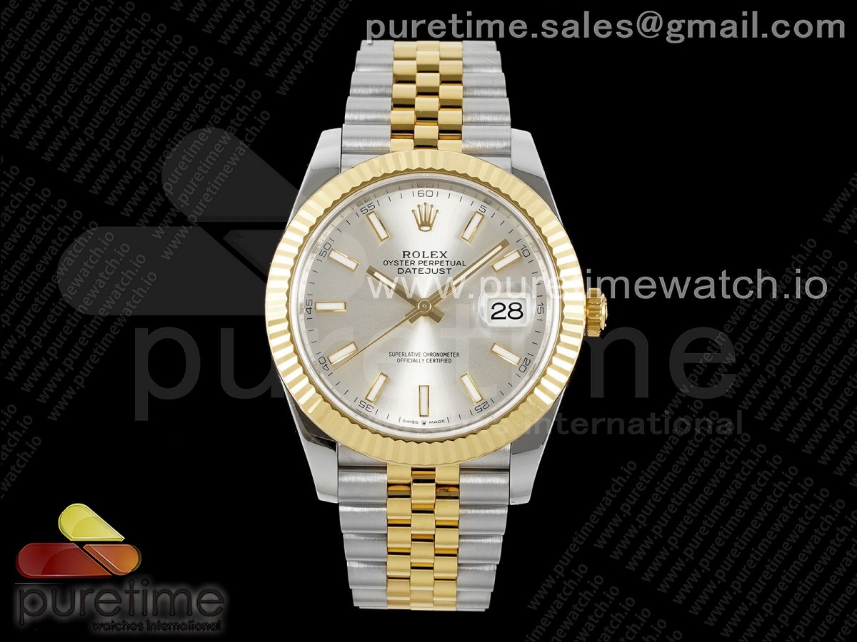 (NEW) VSF 롤렉스 데이저스트41 옐로우골드콤비 실버다이얼 쥬빌레브레이슬릿 데젓41  DateJust 41 126333 904L SS VSF 1:1 Best Edition Silver Stick Dial on Jubilee Bracelet VS3235