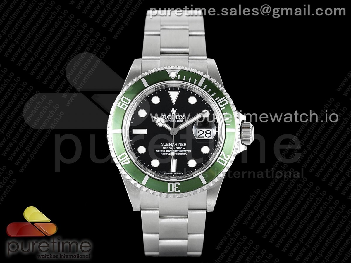 ARF 롤렉스 구형 서브마리너 그린 블랙다이얼 그린인서트 스틸브레이슬릿 Submariner 16610 LV Kermit Green 904L Steel ARF1:1 Best Edition on SS Bracelet SH3135