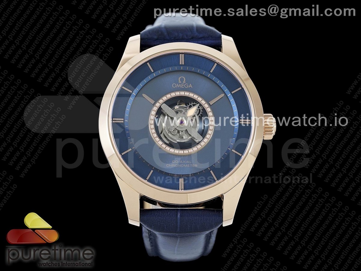 JBF 오메가 드빌 뚜르비옹 로즈골드 블루다이얼 블루가죽스트랩 De Ville Tourbillon RG JBF Best Edition Blue Dial on Blue Leather Strap