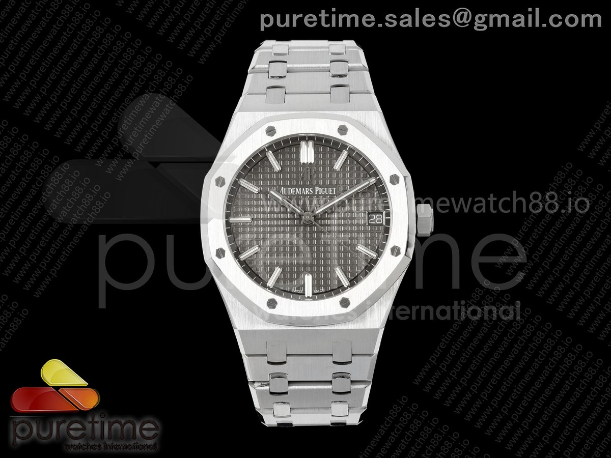 ZF V4 오데마피게 로얄오크 15500 그레이다이얼 스틸브레이슬릿 프리스프렁 Royal Oak 41mm 15500 SS ZF 1:1 Best Edition Gray Textured Dial on SS Bracelet SA4302 Super Clone V4 (Free Sprung)