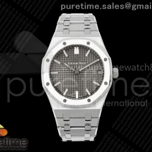ZF V4 오데마피게 로얄오크 15500 그레이다이얼 스틸브레이슬릿 프리스프렁 Royal Oak 41mm 15500 SS ZF 1:1 Best Edition Gray Textured Dial on SS Bracelet SA4302 Super Clone V4 (Free Sprung)