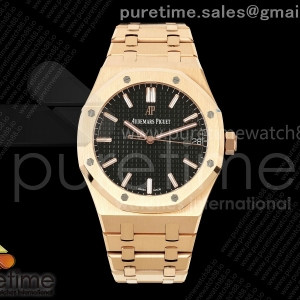 ZF V3 오데마피게 로얄오크 15500 로즈골드 블랙다이얼 스틸브레이슬릿 퀵체인지 Royal Oak 41mm 15500 RG ZF 1:1 Best Edition Black Textured Dial on RG Bracelet SA4302 Super Clone V3