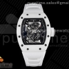 ZF 리차드밀 RM055 화이트세라믹 스켈레톤다이얼 화이트러버스트랩 RM055 Ti White Ceramic ZF 1:1 Best Edition Skeleton Dial on White Rubber Strap NH05A
