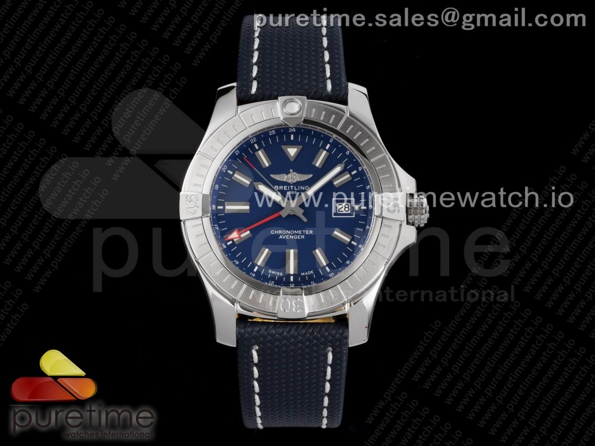 GF 브라이틀링 어벤져 지엠티 블루다이얼 블루나일론스트랩 Avenger GMT 45mm SS GF 1:1 Best Edition Blue Dial on Blue Nylon Strap A2836