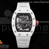 KVF V3 리차드밀 RM055 화이트블랙세라믹 블랙스켈레톤다이얼 화이트러버스트랩 RM055 White Ceramic KVF Best Edition Skeleton Dial Black Case on White Rubber Strap MIYOTA8215 V3