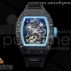 KVF 리차드밀 RM055 NTPT 카본케이스 블루스켈레톤다이얼 블랙러버스트랩 RM055 NTPT KVF 1:1 Best Edition Blue Inner Bezel Black Crown on Black Rubber Strap RMUL2 Super Clone