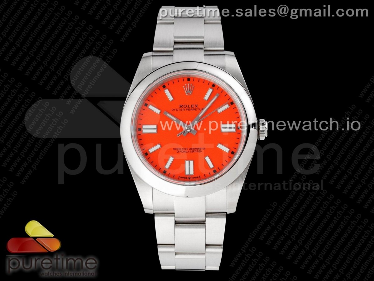 EWF 롤렉스 오이스터 퍼페츄얼 레드다이얼 스틸브레이슬릿 Oyster Perpetual 41mm 124300 EWF Best Edition Red Dial on SS Bracelet A3230