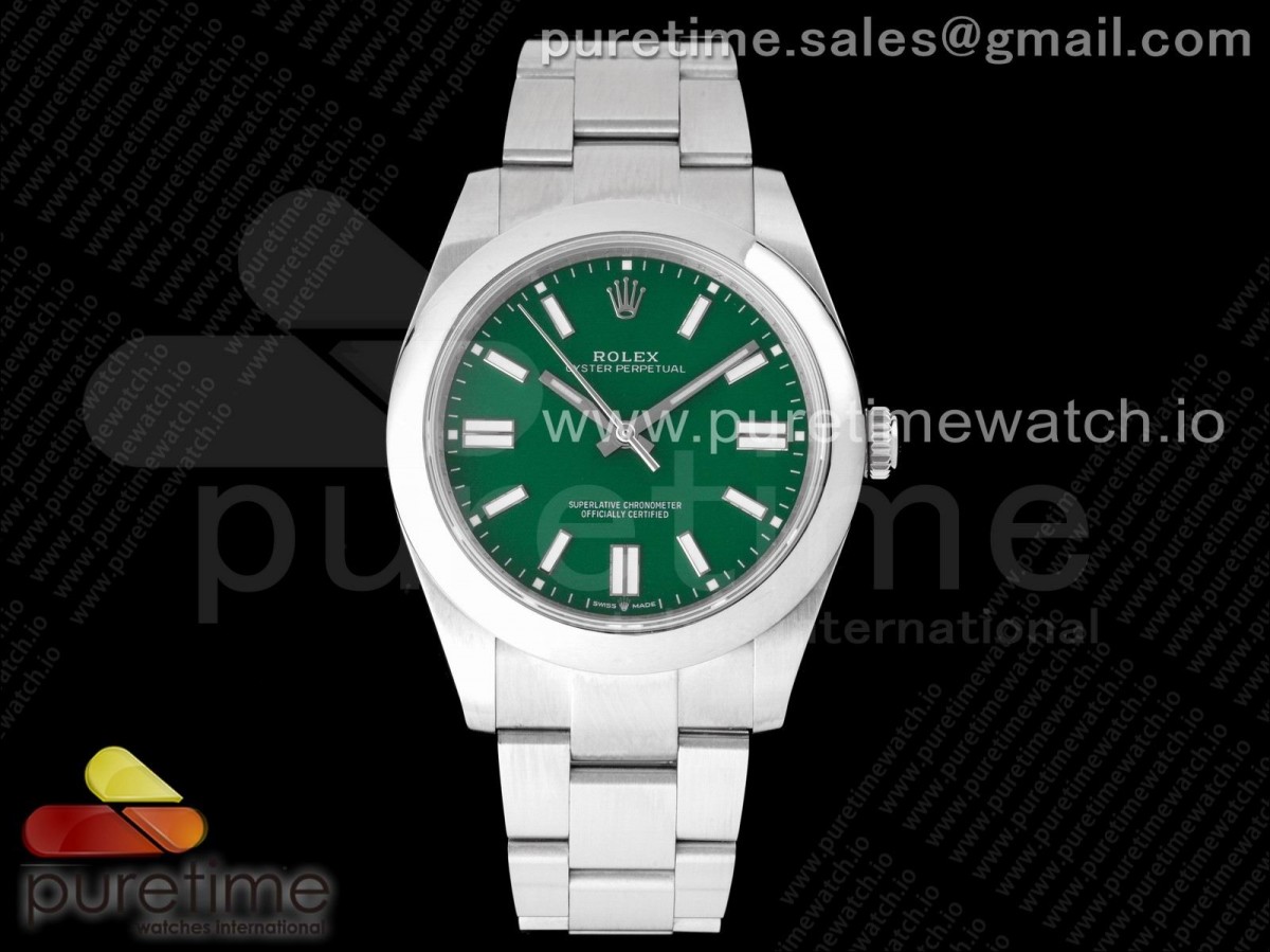 EWF 롤렉스 오이스터 퍼페츄얼 그린다이얼 스틸브레이슬릿 Oyster Perpetual 41mm 124300 EWF Best Edition Green Dial on SS Bracelet A3230