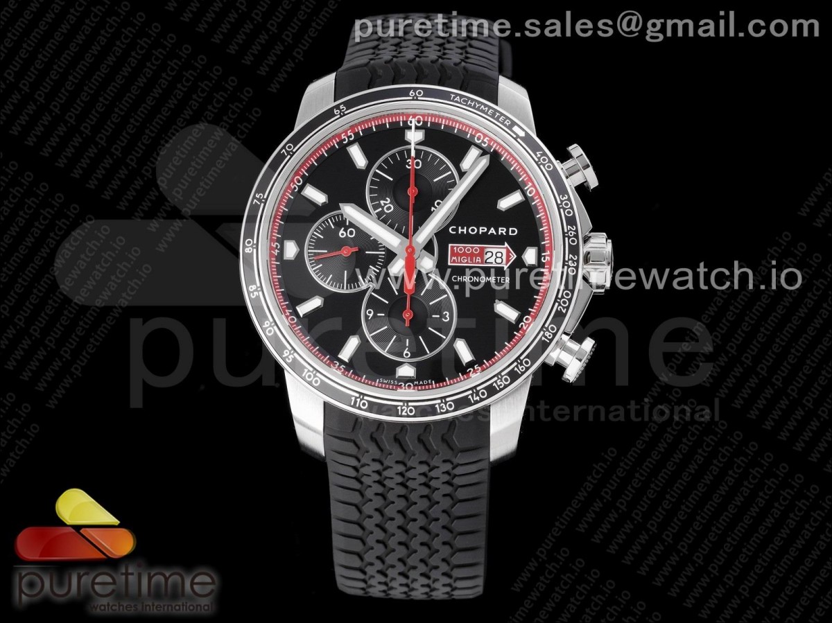 V7F 쇼파드 밀레 밀리아 블랙다이얼 블랙러버스트랩 Mille Miglia 168571 SS V7F 1:1 Best Edition Black Dial on Black Rubber Strap A7750