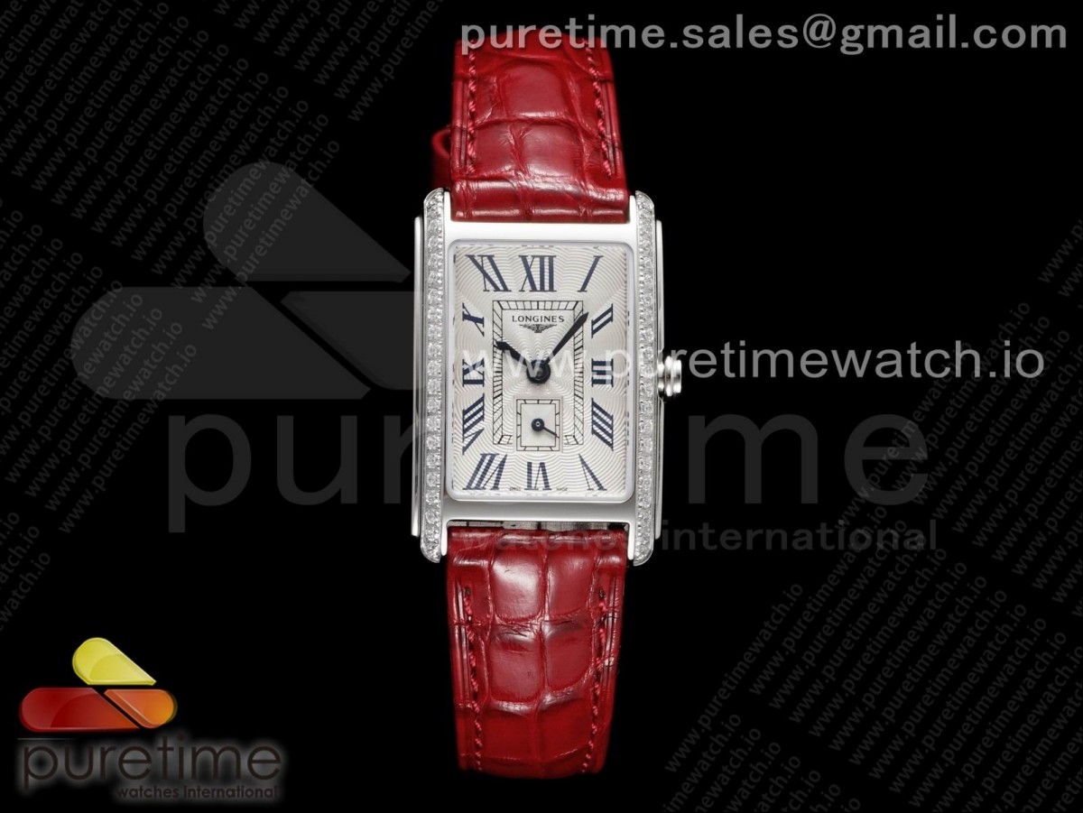 8848F 론진 돌체비타 23미리 화이트다이얼 다이아베젤 레드가죽스트랩 DolceVita 23mm Ladies Watch 8848F 1:1 Best Edition White Dial Diamonds Bezel on Red Leather Strap Swiss Quartz